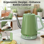 Gooseneck Electric Kettle(0.8L),1200 Watts Fast Boiling,Stainless Steel BPA Free,Automatic Shut Off,Pour Over Kettle for Coffee & Tea- Green