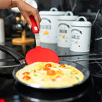 Silicone Pancake Spatula | Wide Beveled Edge Flipper with Stainless Steel Curved Handle | Heat Resistant Non-Stick Cooking