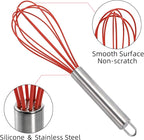 Set of 24 Silicone Whisk Bulk for Cooking, 10 In Wisking Tool Non Scratch, Flexible Rubber Whisks for Nonstick Pans, Kitchen Hand Whisk for Blending Beating Baking, BPA Free Dishwasher Safe
