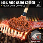 Walfos Basting Brush Silicone and BBQ Mop, Grill Basting Mop with 3 Heads and 2Pcs Pastry Brushes, Wooden Long Handle, Heat Resistant for Grilling, Smoking Steak, Kitchen Cooking (18"）