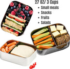 Flexibento - Leak proof Stainless Steel Lunch Box | Lunch Containers with Lids | Steel Bento Box | Meal prep| Snack Containers |Metal lunch Box (Midnight -3PC set (1 * 27 oz + 2 * 6.5oz))
