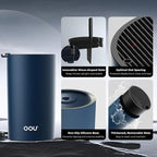 OOU Universal Knife Block Holder - Round Kitchen Knife Storage Unique Slot Design to Protect Blades, Space Saver Knife Organizer Detachable for Easy Cleaning, Blue