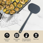 carrotez Silicone Wide Spatula Turner Heat Resistant Flipper 1 Pack Dark Gray