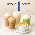 Zulay Kitchen FrothMate Powerful Milk Frother Portable & Compact Handheld Foam Maker Lattes, Cappuccinos (Blue with Gold Button, Froth Mate)