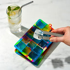 Host Ice Cube Tray with Lid, Makes 15 1.25" Cubes, Durable Silicone Trays, Perfect for Cocktails, Beverages, Mocktails, Iced Coffee, Tea, Infused Water, Kitchen Essentials, Set of 1, Colored Marble