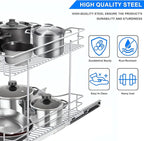 Fulgente Chrome Finish Pull Out Drawer Cabinet Organizer, Professional Wire Frame 2 Tier Heavy Duty Slide Out Kitchen Cabinet Storage Shelves, Sliding Drawer for Cabinet 11"W x 21"D