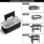 Grill Grease Catcher for Blackstone Griddle with 10 Pack Grease Cup Liners Aluminum Foil Tray Pan Drip Tray Pan for 17, 22, 28 & 36 inches Griddle (Long Hook)