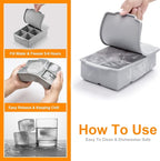 Nax Caki Large Ice Cube Tray with Lid, Stackable Big Silicone Square Ice Cube Mold for Whiskey Cocktails Bourbon Soups Frozen Treats, Easy Release BPA Free