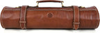 Leather Knife Roll Storage Bag, Elastic and Expandable 10 Pockets, Adjustable/Detachable Shoulder Strap, Travel-Friendly Chef Knife Case (Raven, Leather)