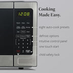 Farberware 0.9 Cu. Ft. Countertop Microwave Oven – 900 Watts Power, Auto Cook Settings, Defrost, Easy Clean and Child Safety Lock-Stainless, Stainless Steel