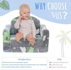 Thick Comfy Toddler Chair and Couch for Kids,2-in-1 Soft Plush Fold Out Sofa for Children,Convertible Couch to Lounger for Toddler