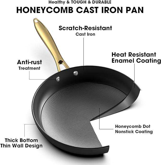 imarku Non Stick Frying Pans, Cast Iron Skillets 2Pcs - 8 inch & 12 Inch Nonstick Frying Pan, Long Lasting Frying Pan Set, Professional Frying Pans Nonstick Oven Safe Pan, beat Gifts for Women Men