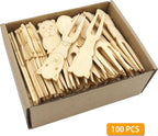 BLUE TOP 100pcs Cute Animals Food picks for Party Bamboo Mini Forks 3.5inch Food picks Bamboo Enviromental material Reuseable Mini Appetizers Picks for Food,Appetizer,Pastry Children's Day