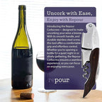 Repour 3 in 1 Corkscrew- Professional Wine Bottle Opener with Serrated Foil Cutter and Bottle Opener- Manual Wine Key for Bartenders, Servers, Waiters, and Wine Enthusiasts (Mahogany)