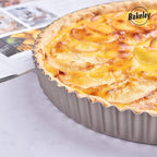 10-Inch Round Tart Pan with Loose Removable Bottom, Non-Stick Carbon Steel Quiche Pan for Oven Baking (Champagne Gold)