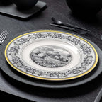 Villeroy & Boch Audun Ferme Dinner Plate, 10.5 in, Premium Porcelain, White/Grey/Yellow