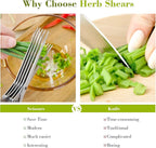 Styleonme Scissors Herb, Sharp Heavy Scissors for Cutting, Chopping and Cooking Fresh Garden Herbs, 5 Stainless Steel Blades and Covers, Vanilla Cutter Chopper Kitchen Gadgets