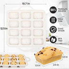 CAKETIME Silicone Mini Loaf Pan with Metal Frame, Silicone Mini Bread Loaf Pans 12 Cups for Baking Bread, Brownie, Cornbread, Cheesecake, Soap Nonstick (2 Pack)
