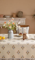 patdrea Designer Beige Tablecloth for Rectangle Table,Elegant Linen Floral Pattern French Table Cloth,Decor Cover Cloth for Kitchen Dining Christmas,Thanksgiving,Party,63"x87"-Istana a