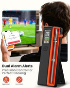 Wireless Bluetooth Smart Meat Thermometer: ±0.5°F Accuracy, 1 Probe with 6 Sensors - WiFi Digital Thermometer with LED Base, NIST Certified Accuracy, Long-Range for BBQ, Grill, Smoker, Oven