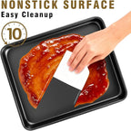 Toaster Oven Pans Set of 2, Shinsin 11-Inch Nonstick Baking Sheet Pans and Trays, 1/8 Thicker Replacement Small Baking Tray Accessories for Cookie, Non Toxic and Easy Clean and Diswasher Safe,Black