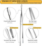 JETKONG 16-Inch Kitchen Tweezers Fine Tweezer Tongs Extra-Long Stainless Steel Cooking Tweezers (Point-Tips)