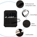 Chef’s Knife Roll Case, Waxed Canvas Cutlery Knives Holders Protectors, Home Kitchen Cooking Tools And Utensils Wrap Bag Wallet, Multi-Purpose Brush Roll Bag, Travel Tool Roll Pouch