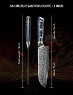 Santoku Knife - 7 inch - Xuan Series - VG10 Damascus Steel Kitchen Knife - Resin Handle (Starry Black)