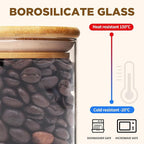 25oz Glass Food Storage Jars, Glass Jars with Bamboo Lids, Kitchen Storage Jars, Set of 6, Canisters with Airtight Lids for Spice, Coffee, Cookie, Pantry Organizers