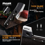 Huusk Serbian Chef Knife with Full Tang Handle Forged Butcher Knives for Meat Cutting Meat Cleaver Knife with Sheath for Halloween Kitchen Hunting or Camping Christmas Gift for Men and Women