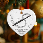 Personalized Flute Player Ceramic Ornament with Text Name & Year, Custom Flutist Christmas Tree Ornament, Flute Musical Instrument Xmas Ornaments 2025, Gift for Music Lover Student Friend