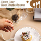 400 Count Heavy Duty Clear Plastic Spoons, Solid and Durable Disposable Spoons, BPA-Free and Heat Resistant, Premium Disposable Spoon for Party and Daily Use
