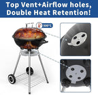 18 Inch Portable Charcoal Grill, Heavy Duty Kettle BBQ Smoker with Built-in Thermometer & Removable Water-Rinsable Ash Catcher for Outdoor Camping, Patio, Backyard, and Tailgating