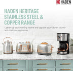 Haden Coffee Machine, 12 Cup Programmable Drip Coffee Maker with Auto Shut-Off Function and Reusable Washable Water Filter, Steel & Copper