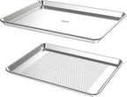 Baking Sheet Set with Rack 18" Non-Toxic Bakeware Set Baking Trays for Oven, 100% Recycled Aluminum, 2pc Bakeware Set Baking Sheets 18" Never Rust, PTFE,PFAS,PFOA Free by Baker's Secret