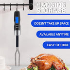 Digital Meat Thermometer Fork, Fast Read Grill Thermometer with LED Display and Stainless Steel Probes,Kitchen Probe with Long Fork,Suitable for Steak Chicken Pork Turkey Hot Grilled Food