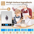 Digital Kitchen Scale - Precision Food Scale for Cooking & Baking (1g/0.05oz Accuracy) - Waterproof Stainless Steel with LCD Display, Batteries Included - Weight in Grams & oz (Ash Silver)