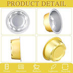 Eaasty 150 Count Baking Cups with Lids, 1.6 oz Muffin Cupcake Liners Aluminum Foil Mini Cake Pans Small Disposable Ramekins Flan Containers with Lids for Christmas, Birthday, Various Holiday(Gold)