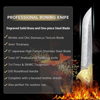 Purple Dragon 5" Boning Knife - Japanese Steel Professional Fillet Knife with Sheath, Elegant Blade, Sharp for Meat, Fish, Camping, Gift Box Included