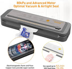 MegaWise Vacuum Sealer Machine - Powerful 80kPa Suction, Built-in Cutter, One-Touch Operation, Includes 10 BPA-Free Bags, Dry & Moist Modes, Keeps Food Fresh 5x Longer
