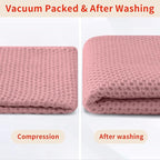Homaxy 100% Cotton Waffle Weave Kitchen Dish Towels, Ultra Soft Absorbent Quick Drying Cleaning Towel, 13 x 28 Inches, 8-Pack, Dried Rose