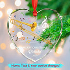 Personalized Trombone Instrument Glass Hanging Xmas Ornament, Customized Text Year Name Trombone Lover Christmas Ornaments Gift for Women Men Daughter Son Friends Besties, Unique Trombones Ornament