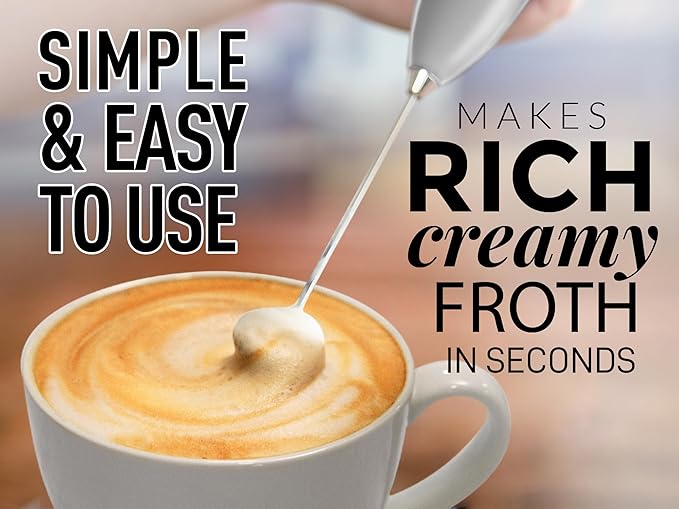 Zulay Powerful Milk Frother for Coffee with Upgraded Titanium Motor - Handheld Electric Whisk, Milk Foamer, Mini Mixer & Coffee Blender for Frappe, Latte, Matcha, No Stand - Silver