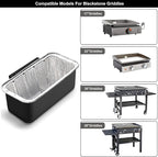 Grill Grease Catcher for Blackstone Griddle with 10 Pack Grease Cup Liners Aluminum Foil Tray Pan Drip Tray Pan for 17, 22, 28 & 36 inches Griddle (Short Hook)