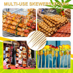 300 Pcs 12 inch Natural Bamboo Skewers, Φ=4mm, PEOUWNES Food Sticks for Appetiser, BBQ, Fruit，Cocktail, Grilling Kebabs, Bouquet, Chocolate Fountain, Corn Dog, Kitchen, Barbecue, Crafting and Party