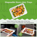 ECOLipak 100 Pack 14 Inch Disposable Food Crawfish Trays, Compostable Large Paper Plates, Disposable Thanksgiving Trays for Serving Food, Turkey, BBQ, Seafood Boil Party Supplies(White)
