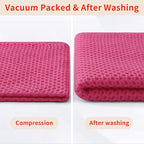 Homaxy 100% Cotton Waffle Weave Kitchen Dish Towels, Ultra Soft Absorbent Quick Drying Cleaning Towel, 13 x 28 Inches, 4-Pack, Hot Pink