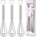 30Pcs Heart Shaped Egg Beater Stainless Steel Mini Manual Eggs Whisk Bulk with Individual Package, Wedding Bridal Engagement Party Return Gift Baby Shower Favors Souvenirs for Guests