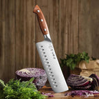 HEZHEN Multipurpose Asian Chef Knife - 7.4 inch Nakiri Knife -Din 1.4116 Steel-Razor Sharp & Full Tang Kitchen Knife, for Chopping, Dicing & Slicing with Ergonomic Handle