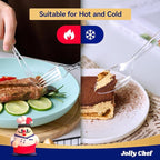 JOLLY CHEF 360 Count Heavy Duty Clear Plastic Silverware-180 Forks, 120 Spoons, 60 Knives, Heat Resistant Disposable Utensils Set, Clear Plastic Cutlery Set for Parties, Events, Everyday Use